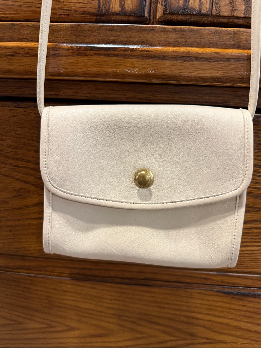 Vintage COACH Pre 1994 Bone Leather Chrystie Bag with Gold Button
